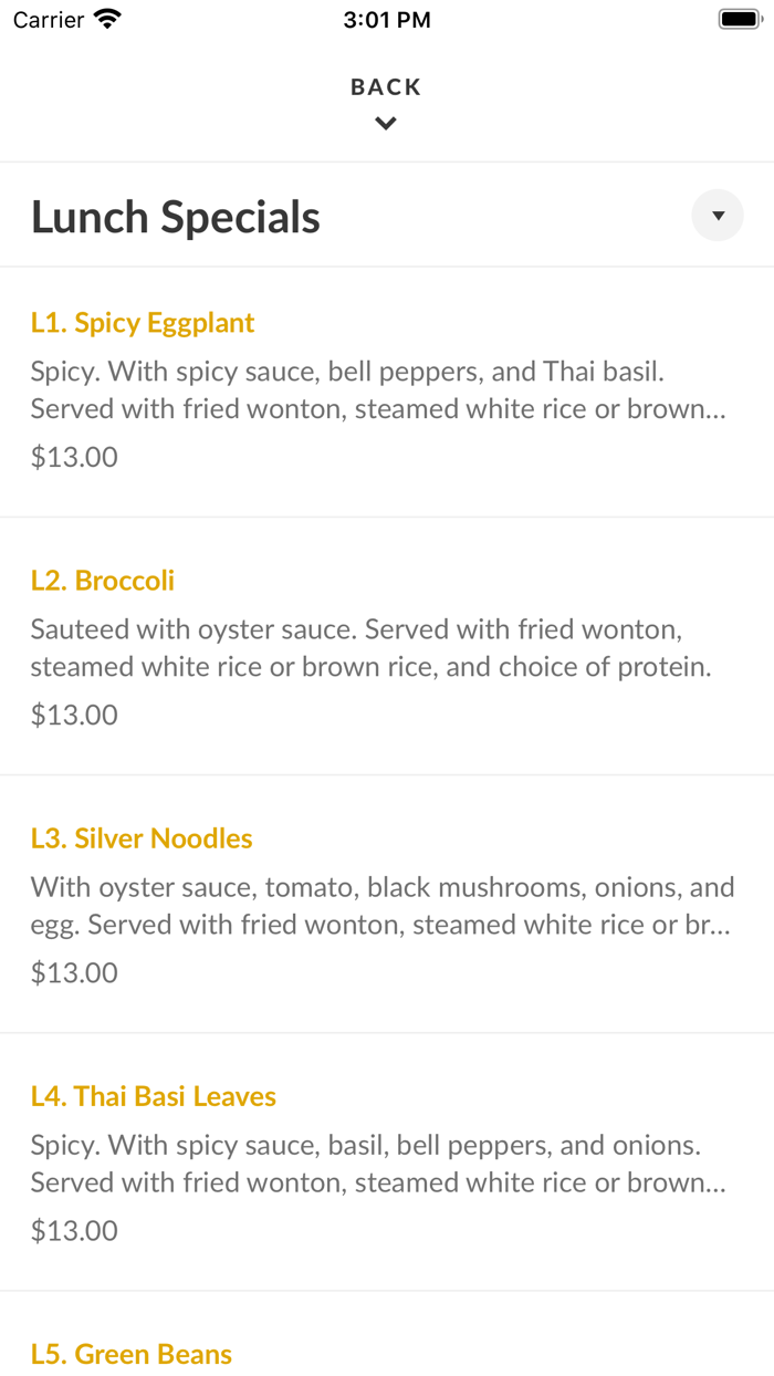 Thai Dishes on Wilshire