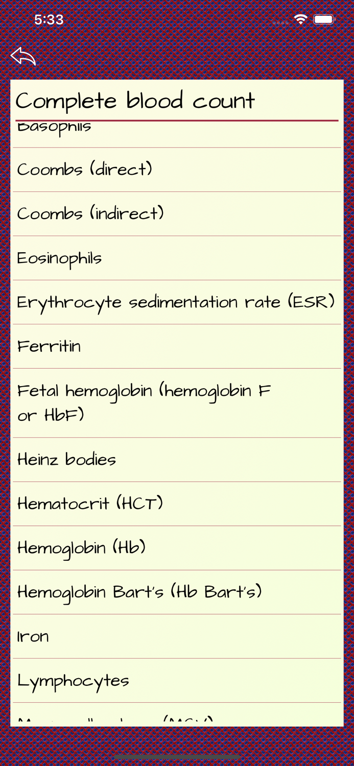 Blood Test Results Lab Values