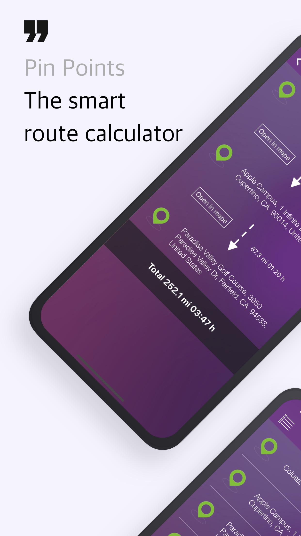Screenshot do app Pin Points Distance Calculator