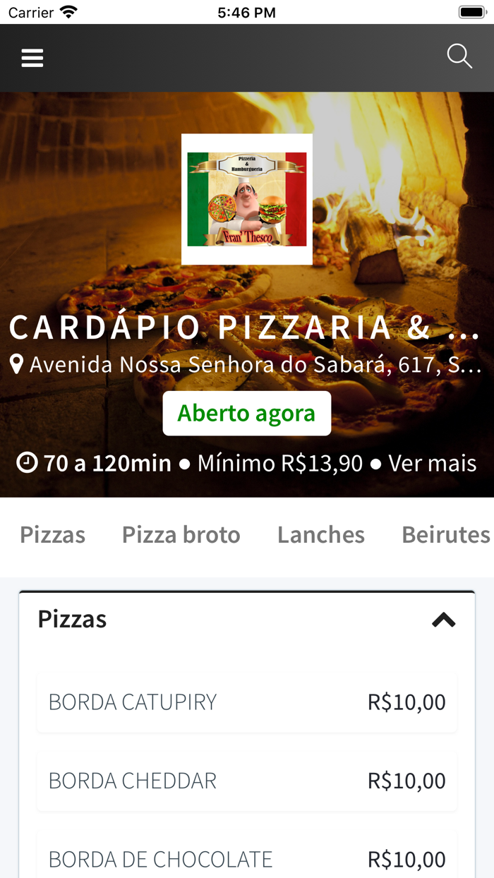 Cardápio Franthesco