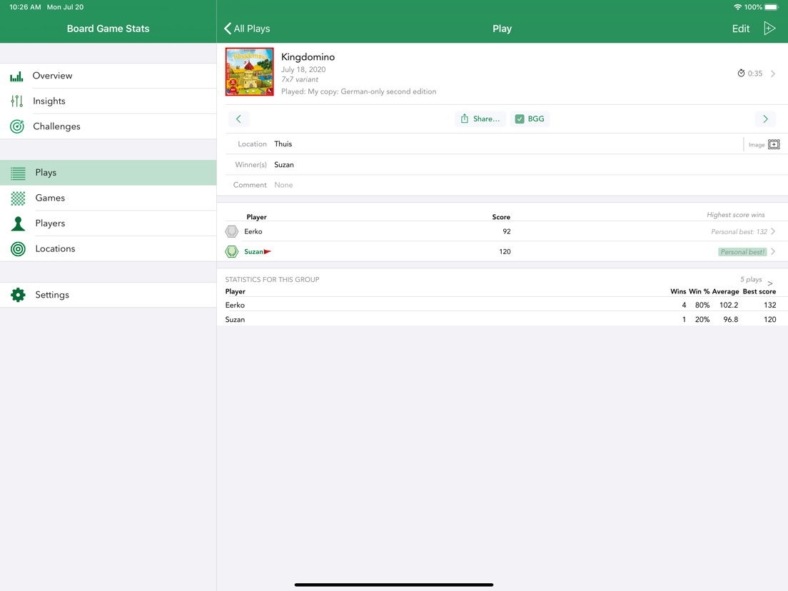 Board Game Stats App voor iPhone, iPad en iPod touch AppWereld