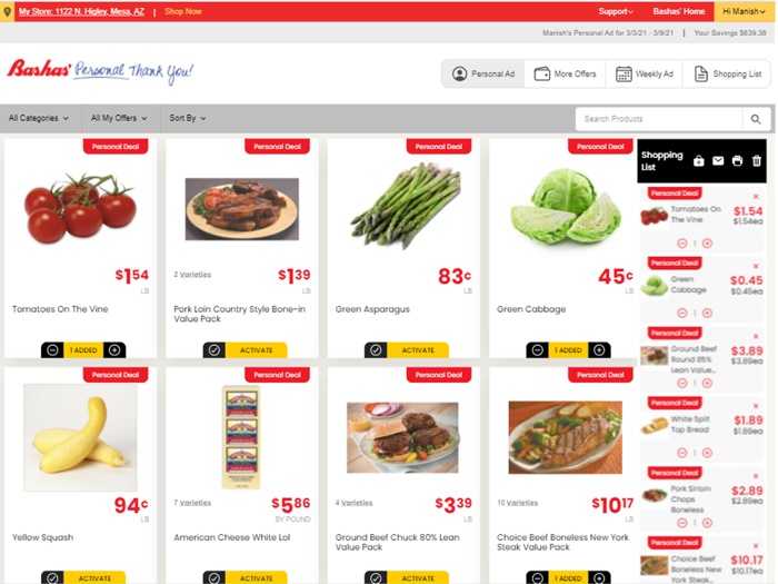 Bashas Personal Thank You..