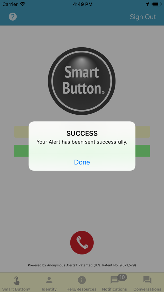 #5. Smart Button Panic Button (iOS) By: Anonymous Alerts, LLC