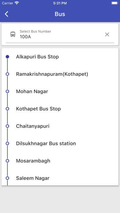 Hyderabad Metro, MMTS, RTC bus Screenshot