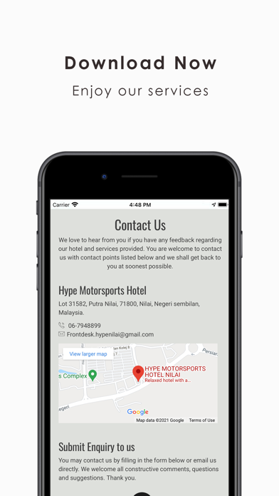 Hype Motorsports Hotel-Booking Screenshot