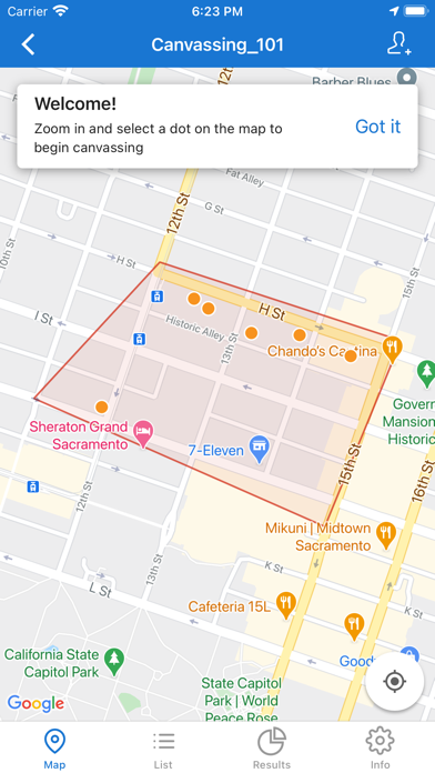 Organizer Canvassing Screenshot