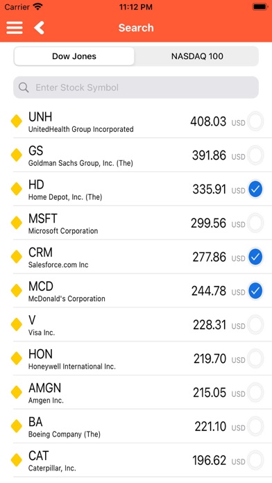 Stock Market Prices Watchlist Screenshot