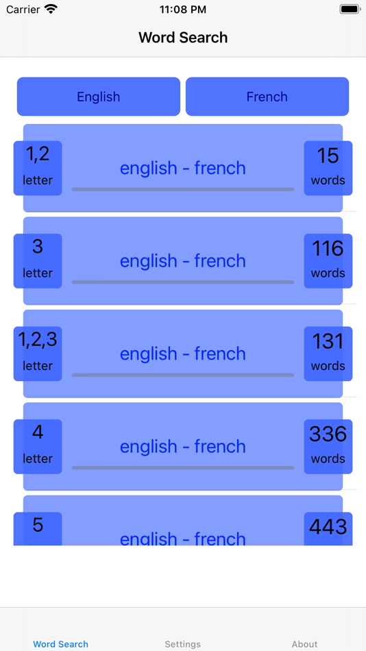 #1. WordSearch Multi Language (iOS) Podle: Lucy Jagdev