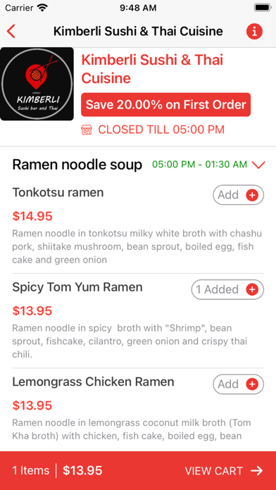 Kimberli Sushi & Thai Cuisine Screenshot
