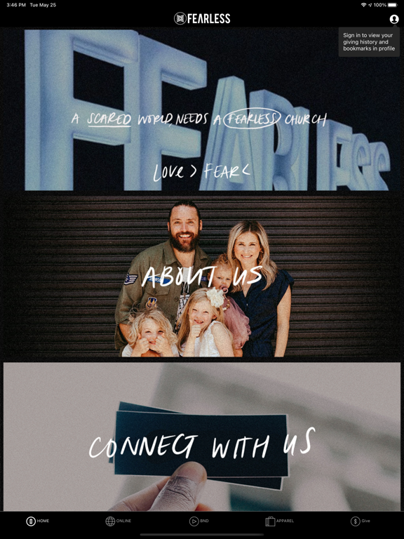 Fearless App iPad screenshot 1 - Lifestyle app