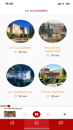 Captura de pantalla de Audioguía Alhambra en iPhone 5
