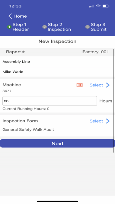 iFactory Plant Maintenance app Screenshot