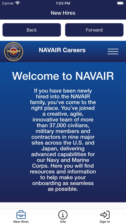 NAVAIR Onboarding App