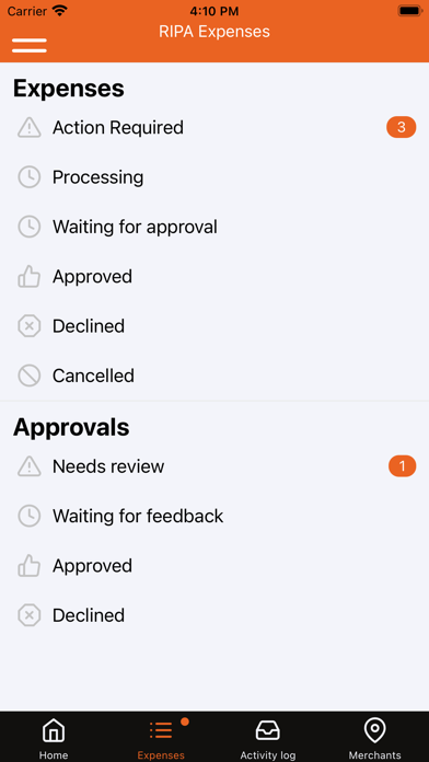 RIPA Expenses Screenshot