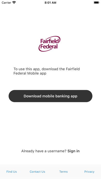 Fairfield Federal Card Control Screenshot