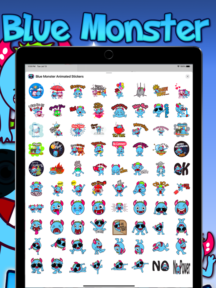 Blue Monster Animated Stickers