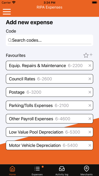 RIPA Expenses Screenshot