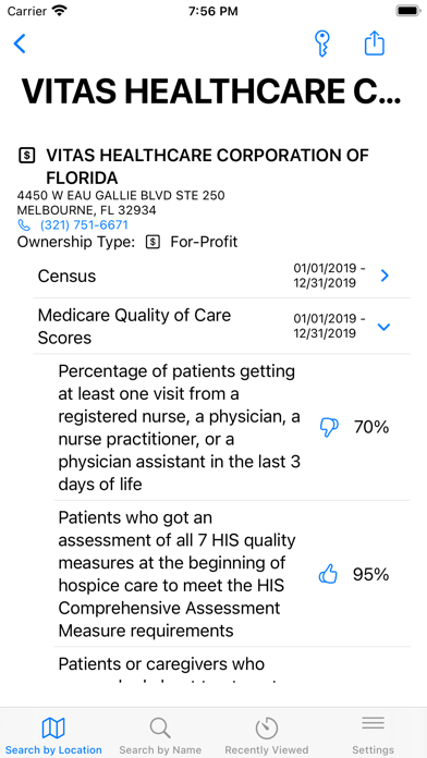 Hospice Rating Screenshot