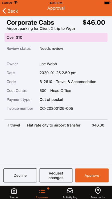 RIPA Expenses Screenshot