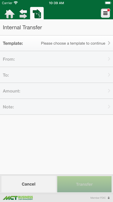 MCT Business Cash Management Screenshot
