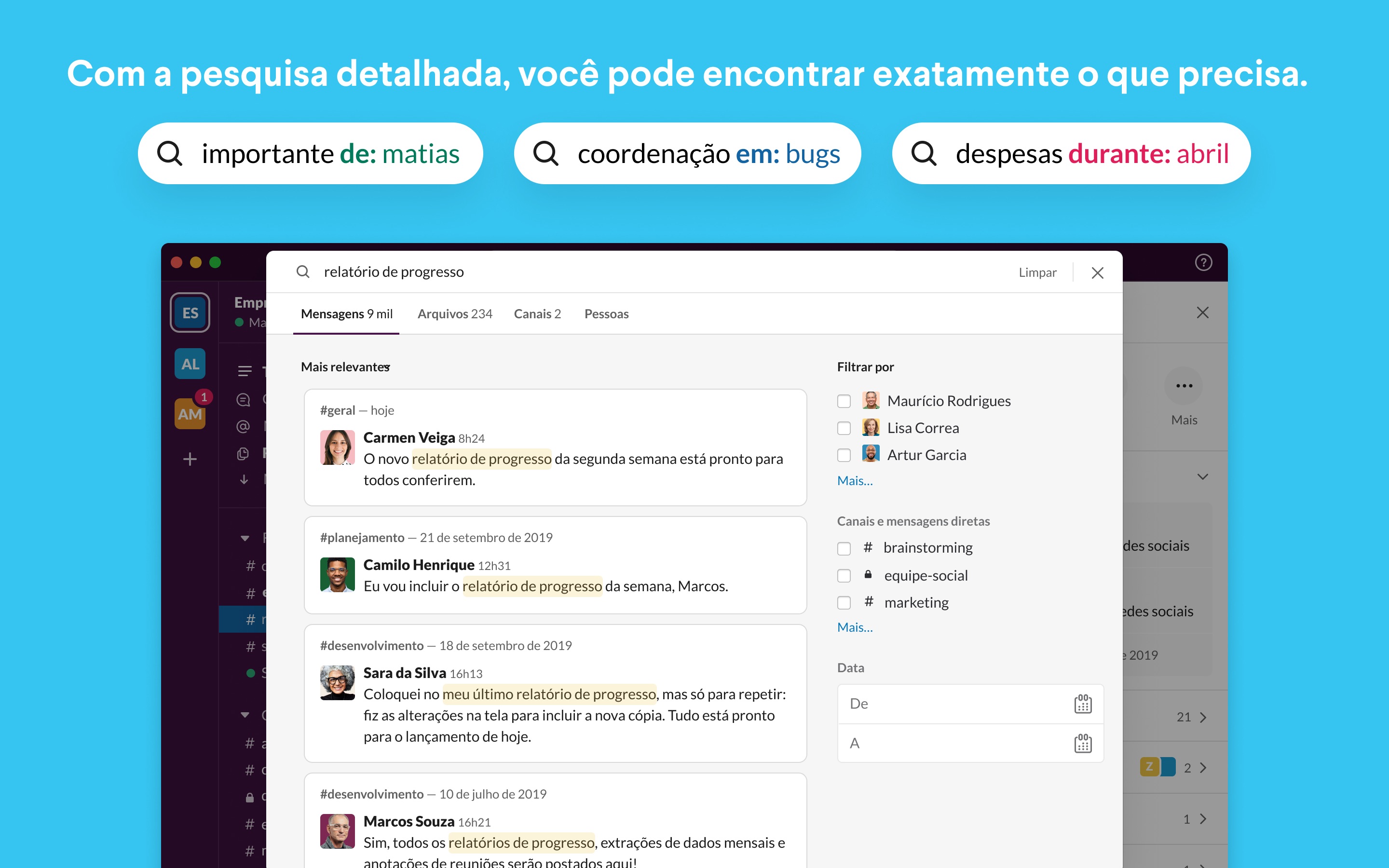 Screenshot do app Slack for Desktop