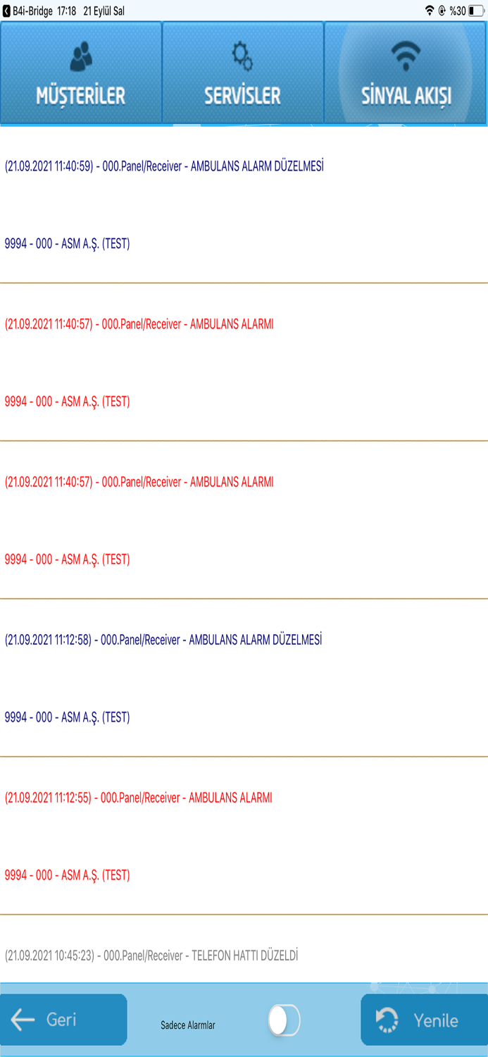 ASM Alarm Sinyal Takibi