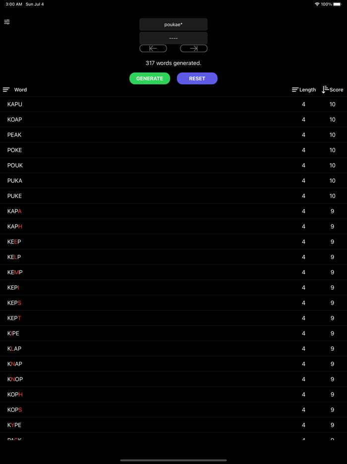 Word Generate Check Scrabble