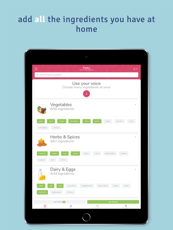 SuperCook Recipe By Ingredient iPad screenshot 1 - Food & Drink app