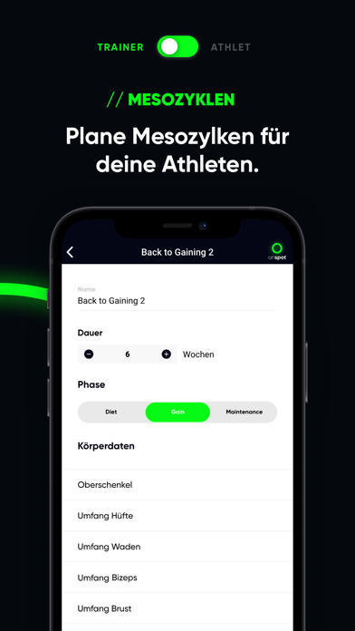 onspot Trainer / Athlet App Screenshot