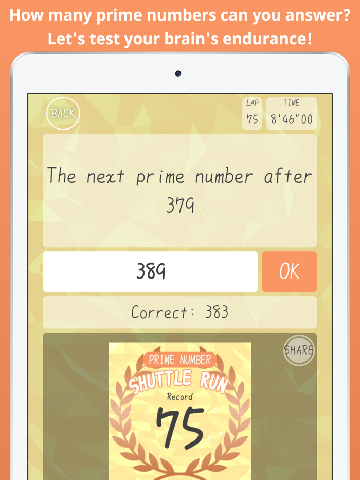 Prime Number Shuttle Run