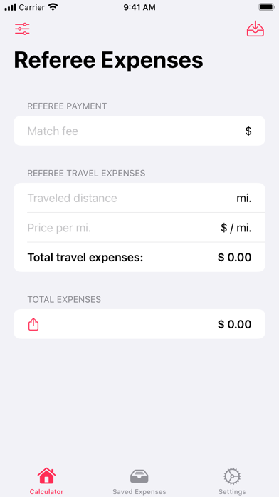 Referee Expenses Screenshot