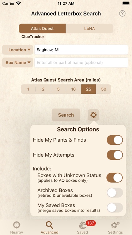 Clue Tracker for Letterboxing