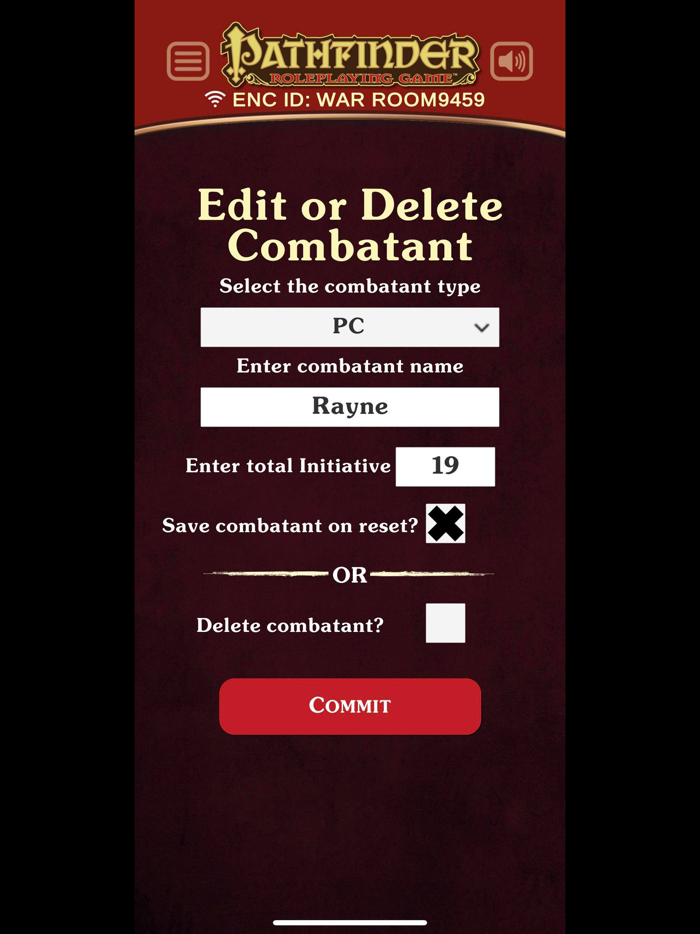 Pathfinder Combat Tracker