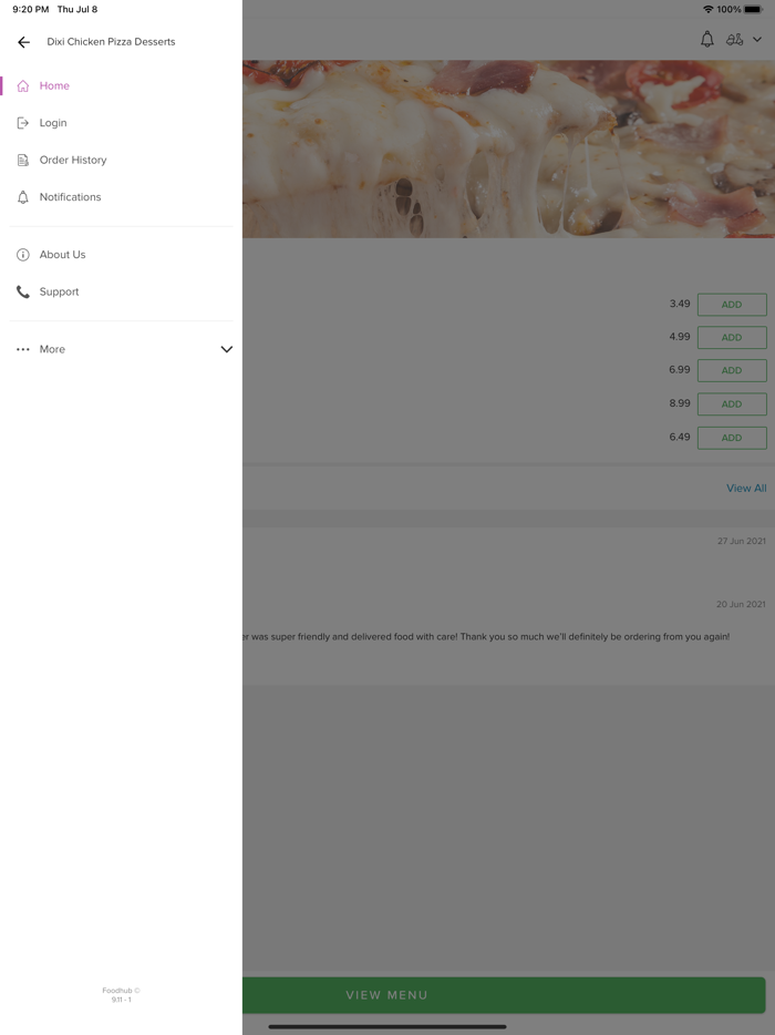 Dixi Chicken Pizza Desserts