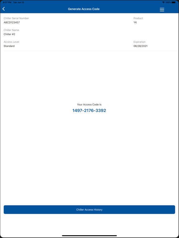 YORK Chiller Access Manager iPad screenshot