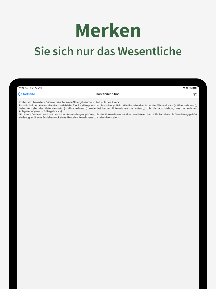 Kostenrechnung - Stichworte