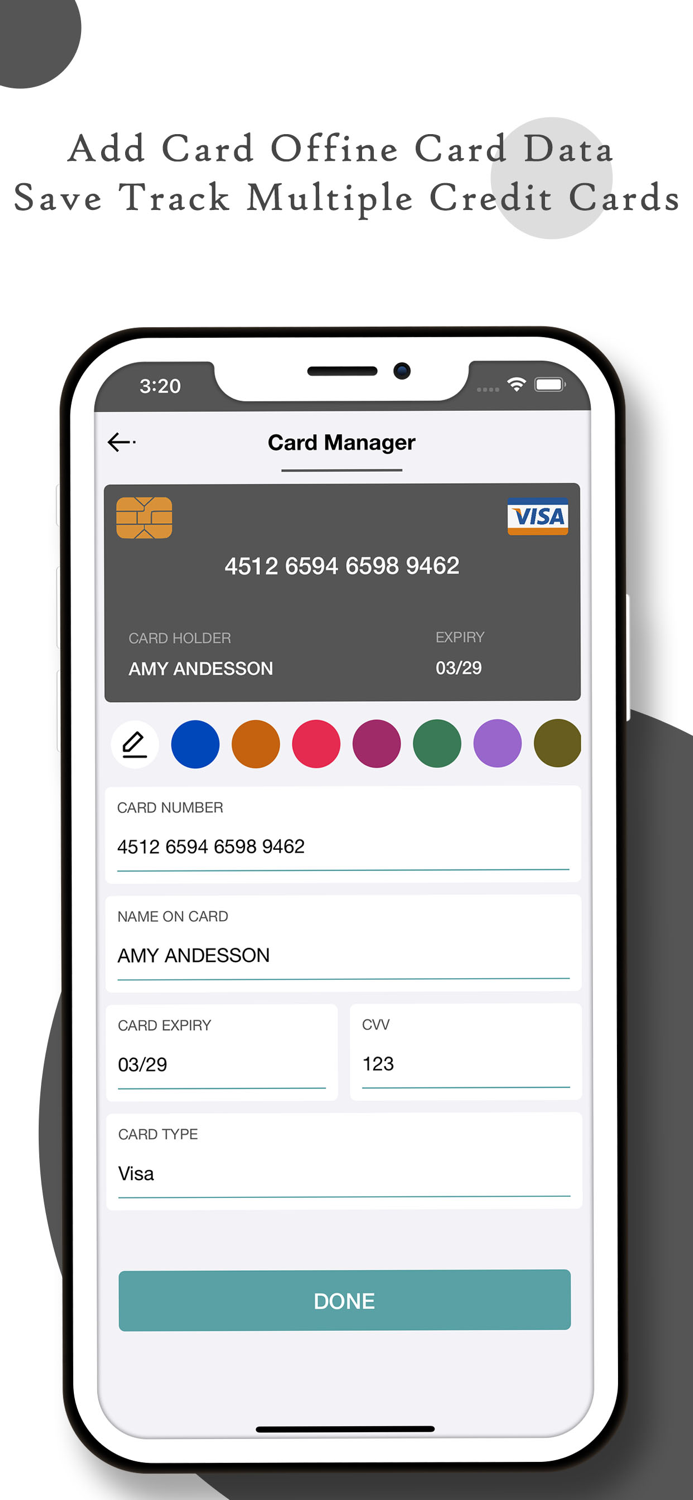 Credit, Debit Card Manager