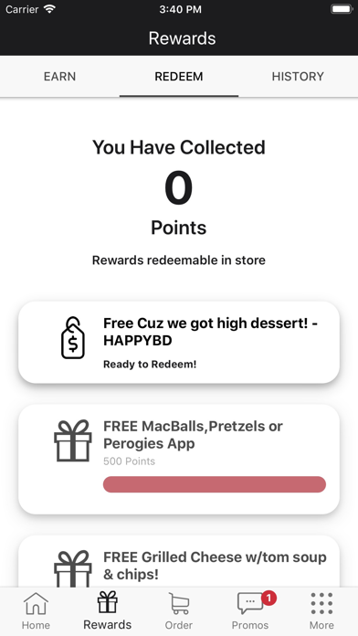 The Yard Gastropub Rewards Screenshot