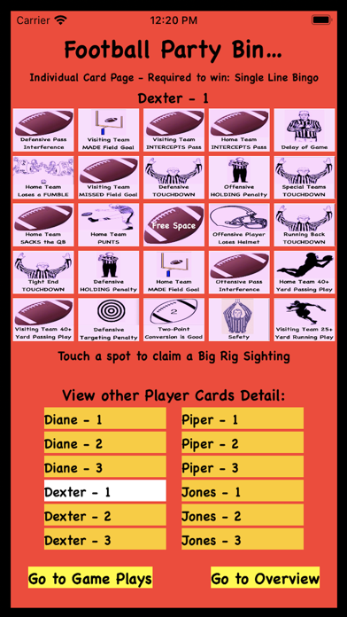 Football Party Bingo Screenshot