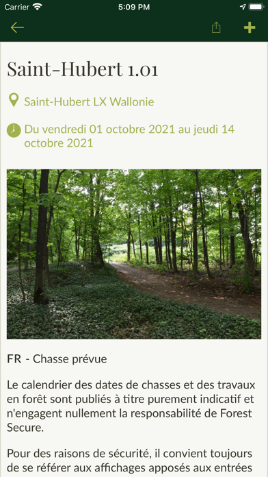 Calendrier des chasses Screenshot
