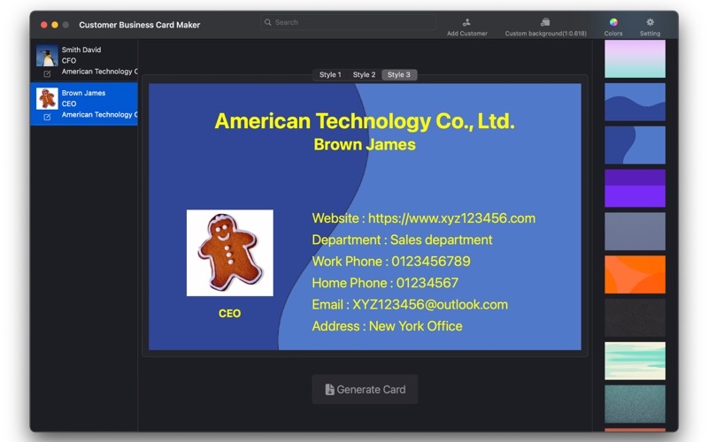customer business card maker iphone screenshot 3