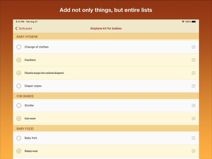 Suitcase things checklist