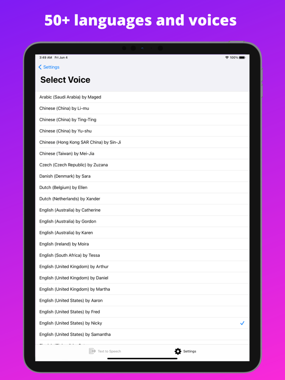 Text2Speech. iPad screenshot 4 - Productivity app
