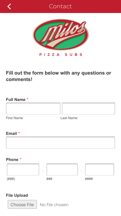 Milos Pizza Screenshot