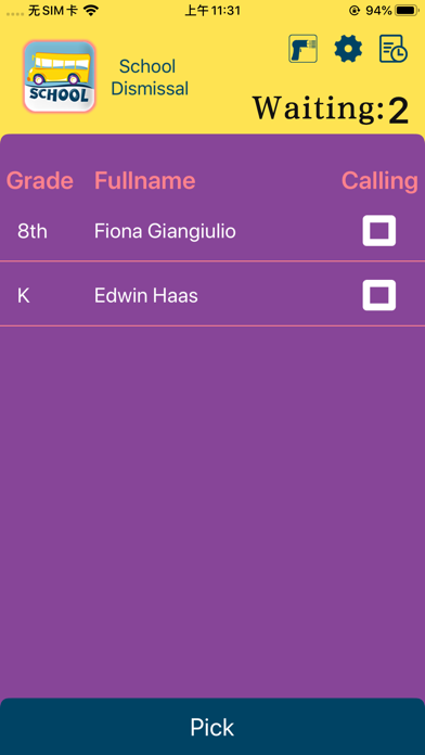 School Dismissal Screenshot