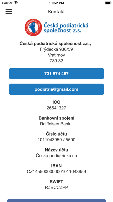 Česká podiatrická společnost Screenshot