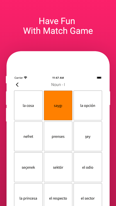 Practice Spanish Turkish Words Screenshot