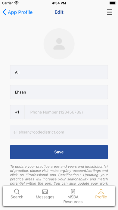 MSBA Lawyer Link Screenshot