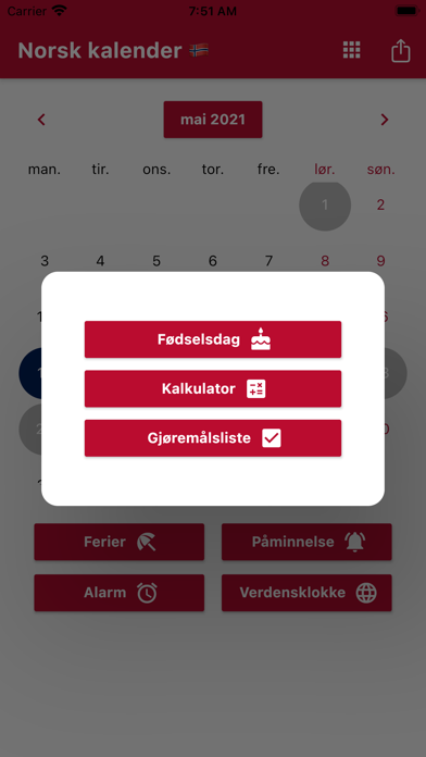 Norsk Kalender 2024 Screenshot