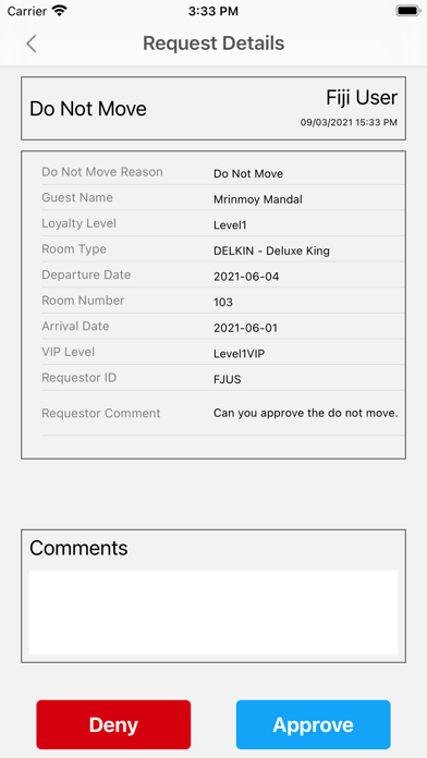Infor HMS Approval Screenshot